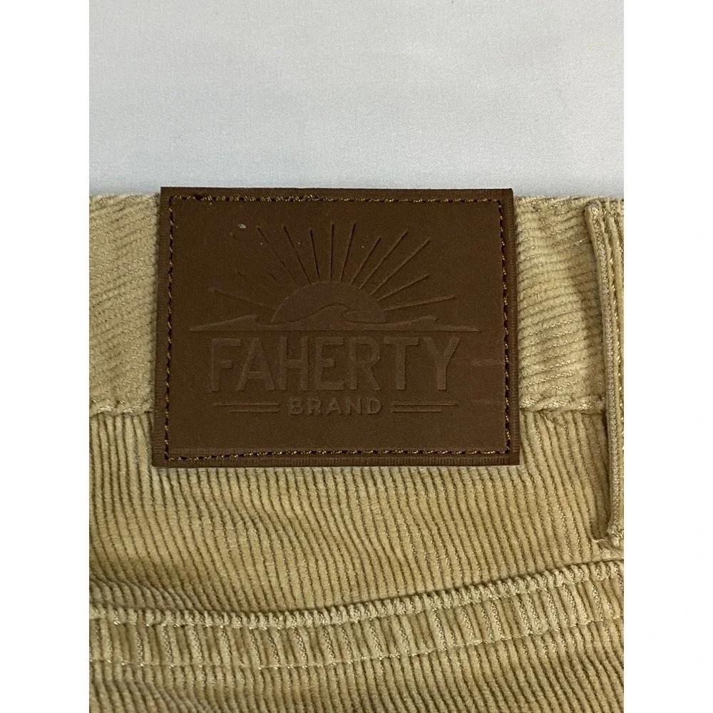 Faherty Brand Mens Tan‎ Khaki Corduroy 5-Pocket Straight Leg Pants